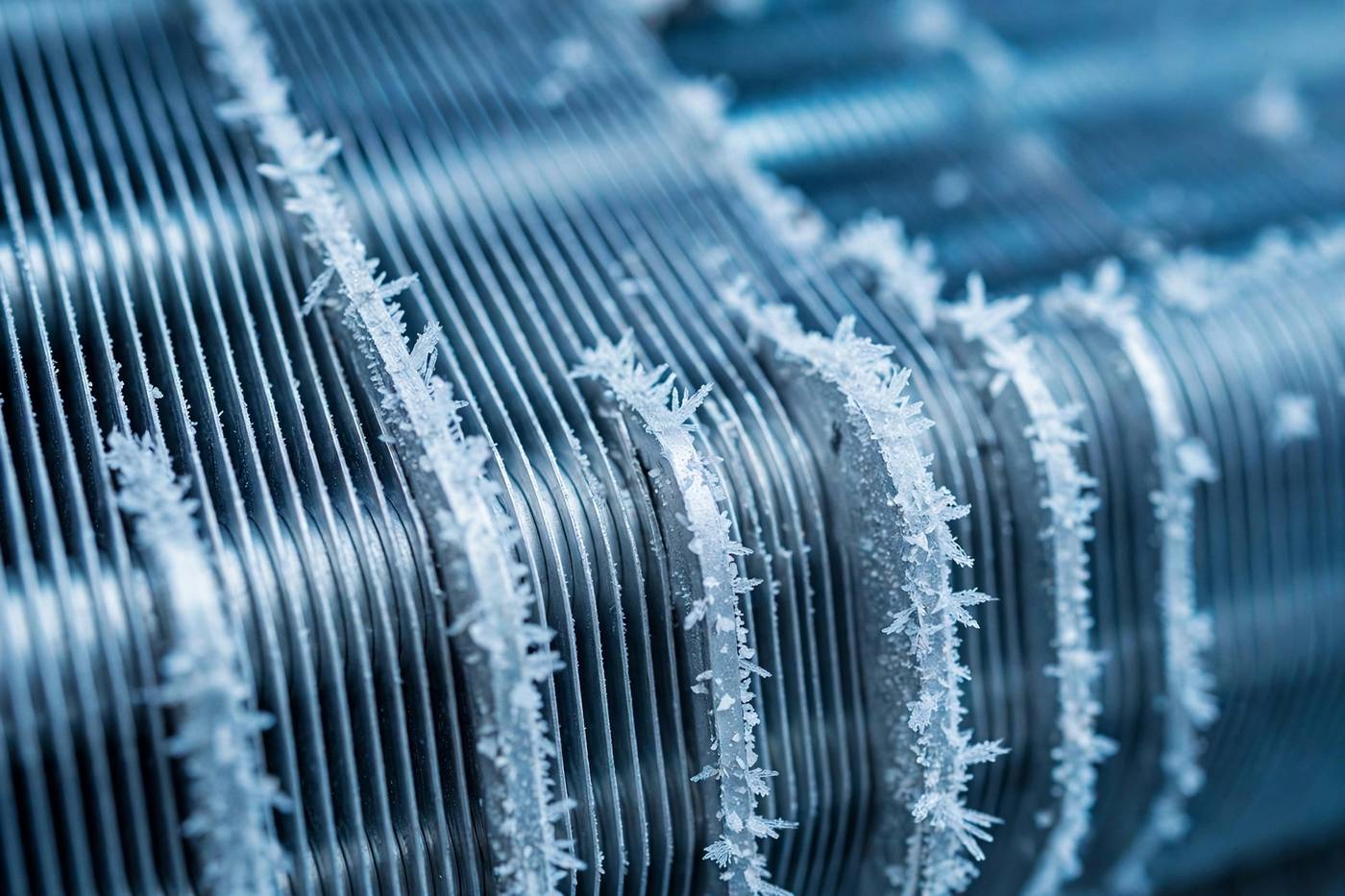 Frost forming on an air conditioner evaporator coil